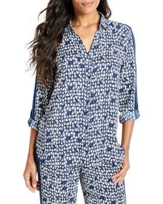 Etched Angles Roll Tab Sleeve Shirt