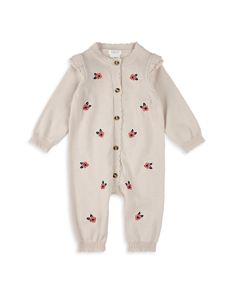 Firsts By Petit Lem Girls' Poppy Print Sweater Knit Playsuit - Baby In Multi