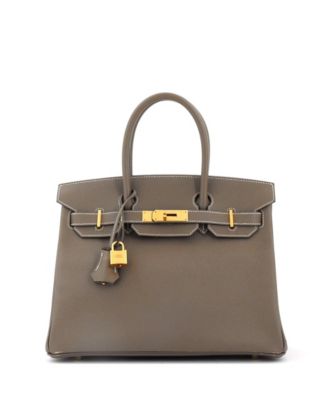 Pre-Owned HERMÈS - Birkin 30 Handbag Grey Epsom with Gold Hardware