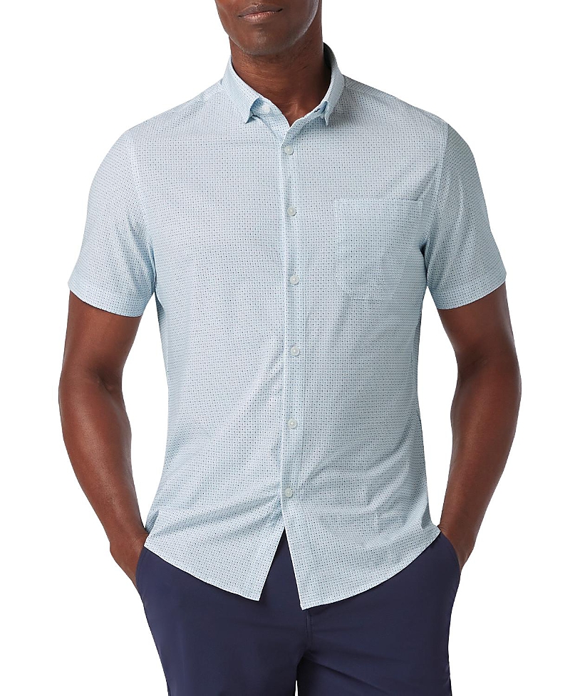 Mizzen + Main Mizzen+main Leeward Trim Fit Microprint Short Sleeve Performance Button-up Shirt