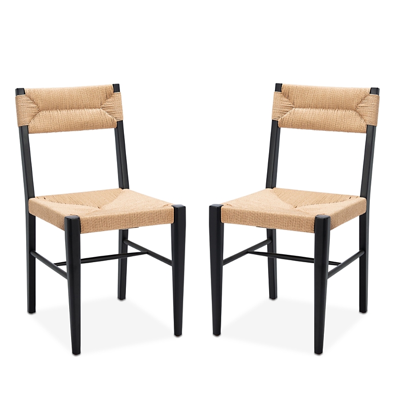 Safavieh Cody Rattan Dining Chairs, Set of 2, Black/Natural