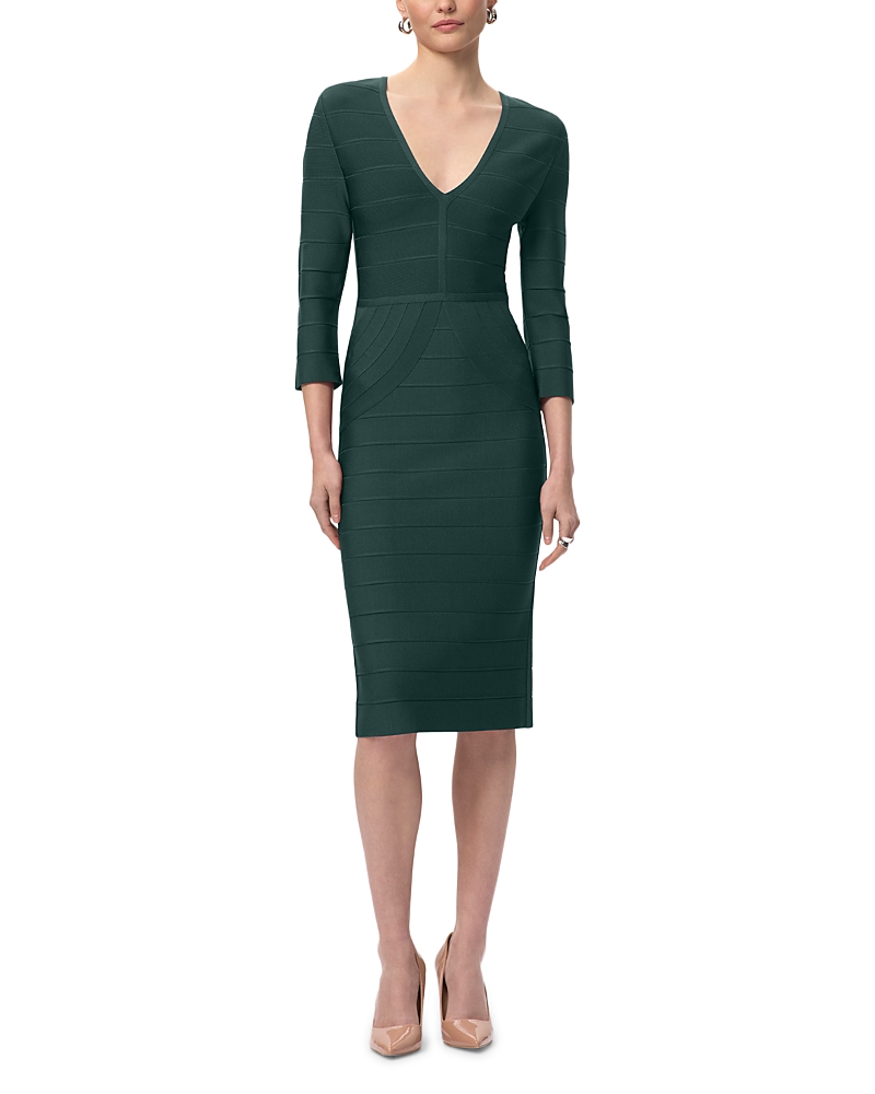 Herve Leger The Athena Bandage Midi Dress In Green