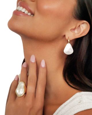 Sun Kissed Mother Of Pearl Hoop Earrings