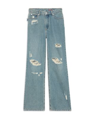 Elio High Rise Distress Jeans in Light Blue