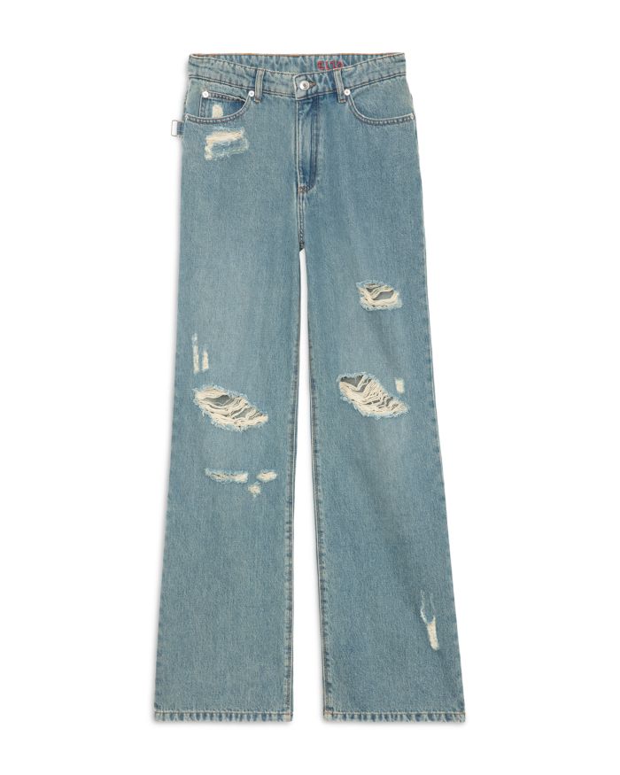 Elio High Rise Distress Jeans Light Blue