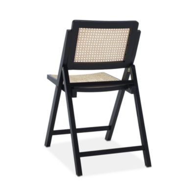 Desiree Cane Folding Dining Chairs, Set of 2, Black/Natural
