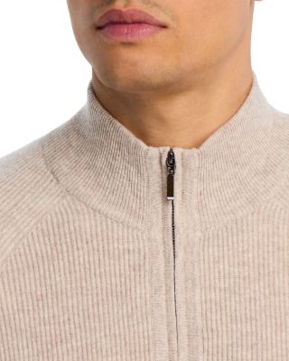 Full Zip Ribbed Wool & Cashmere Sweater - Exclusive