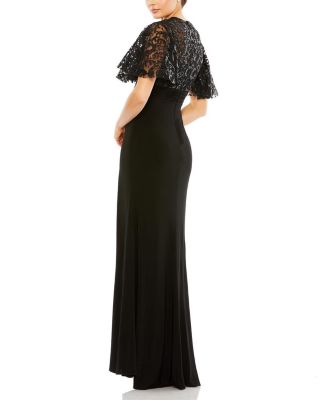 Embellished Butterfly Sleeve Gown