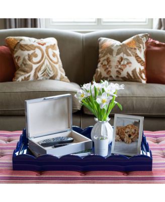 Navy Scalloped Ottoman Tray, 26&amp;quot; x 17&amp;quot;  