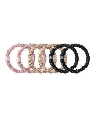 Pure Silk Skinny Scrunchies, Set of 6