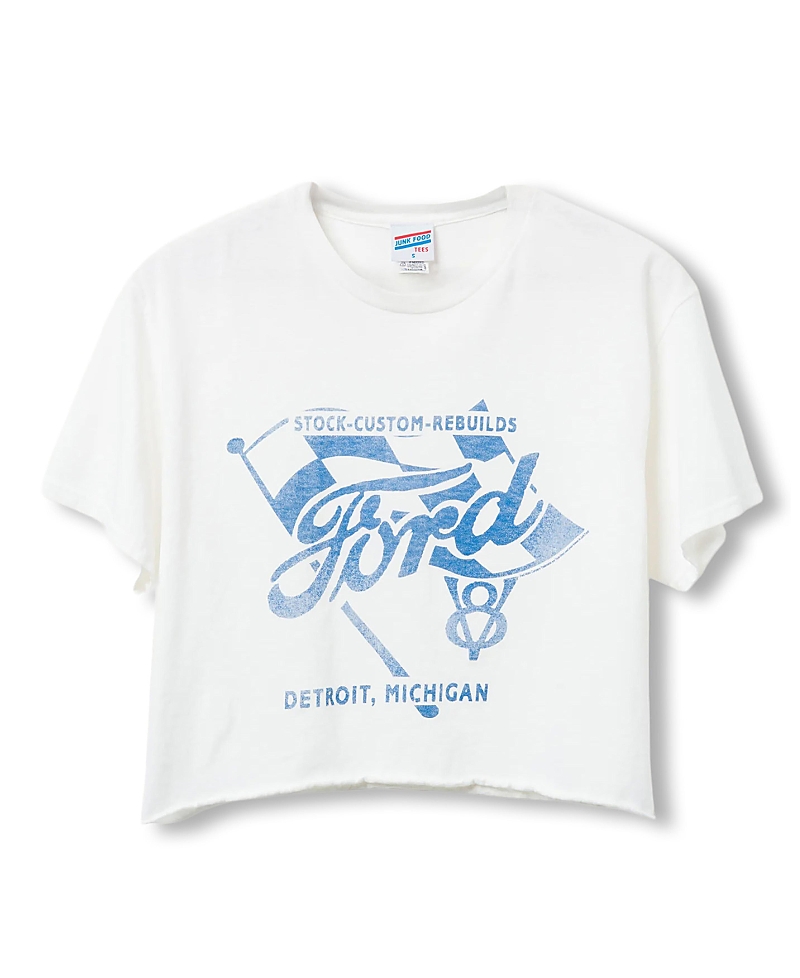 Junk Food Clothing Women's Ford Flag Flea Market Crop Tee