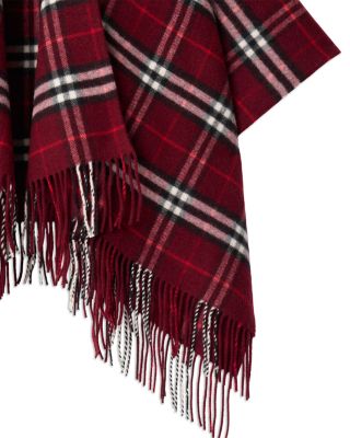 Oxblood Check Wool & Cashmere Cape