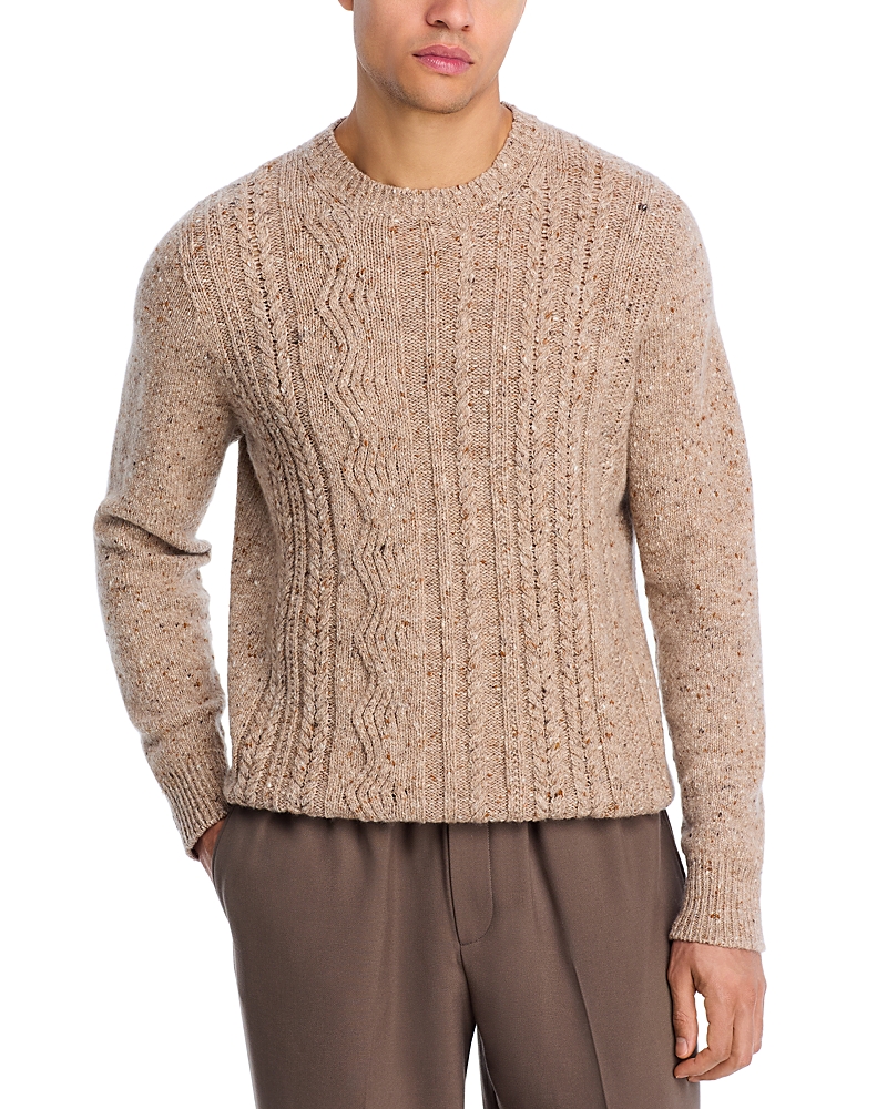 Inis Meain Cable Crewneck Sweater In Brown