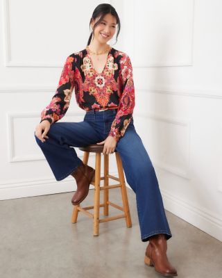 Printed Scoop Neck Top