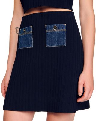 Mini Knit and Denim Skirt