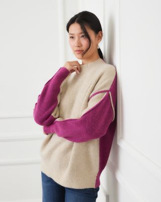 Colorblocked Mock Neck Sweater