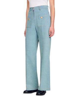 Faded High Rise Wide Leg Jeans in Blue Jean