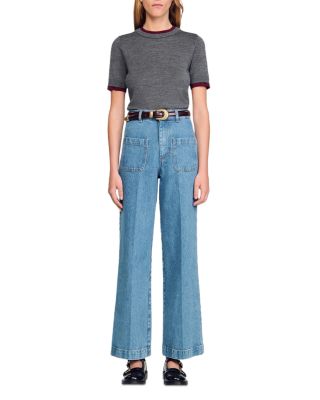 Two Tone Cropped Short Sleeve Sweater