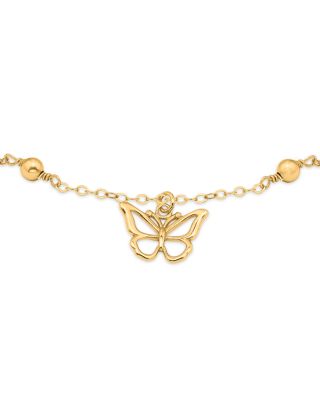 18K Gold Over Sterling Silver Butterfly Ankle Bracelet - Exclusive