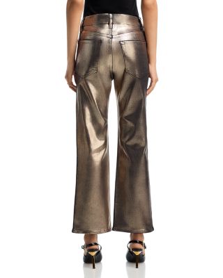 The Reboot High Rise Crop Metallic Coated Jeans in Champagne