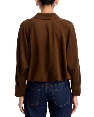 Faux Suede Bubble Bomber Jacket