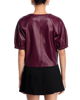 Roxanne Faux Leather Split Neck Top