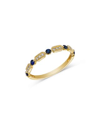 Bloomingdale's Fine Collection - Blue Sapphire & Diamond Ring in 14K Yellow Gold