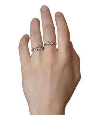 14K Yellow Gold Tourmaline &amp; Diamond Brick Ring