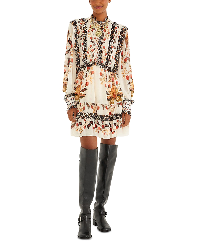Farm Rio Berry Garden Long Sleeve Minidress In Multi