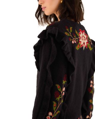 Berry Embroidery Knit V Neck Cardigan  