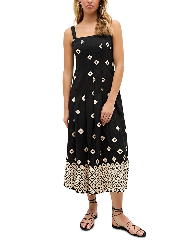 Marie Oliver Dixon Pleated Print Midi Dress In Black