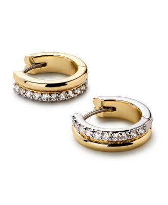 Brass and Cubic Zirconia Asher Pave Huggie Earrings