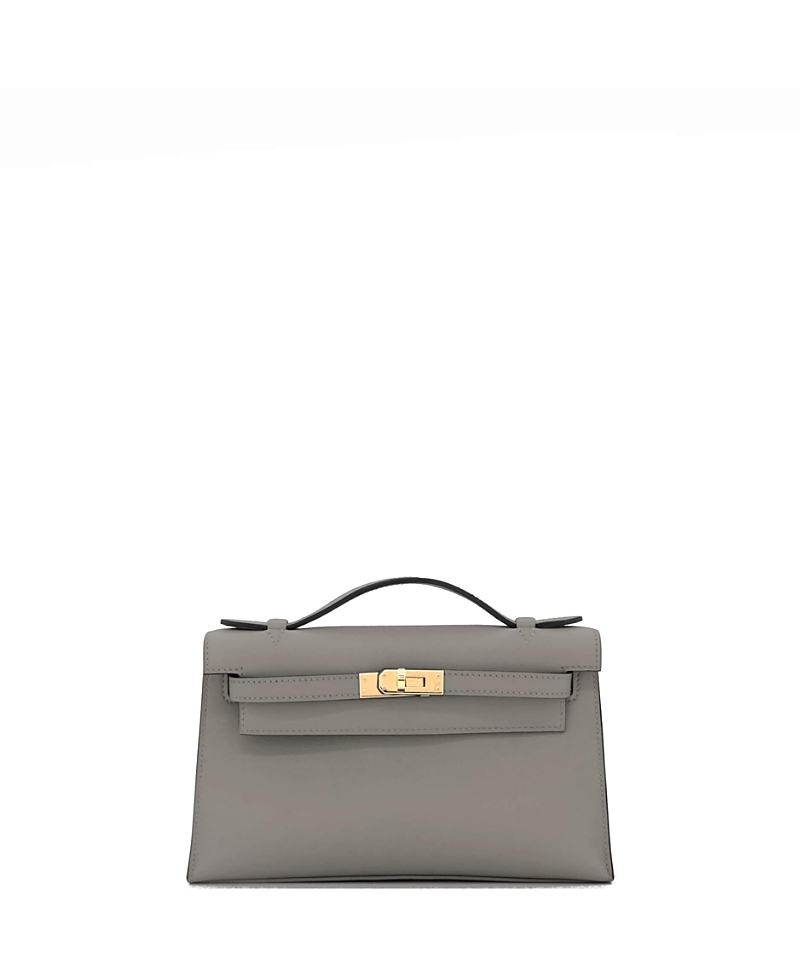 Pre-owned Pre-owned Hermes Hermes Kelly Pochette Swift In Gray