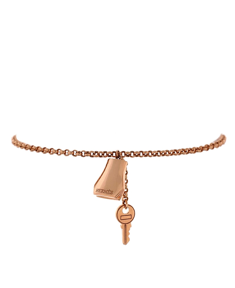Pre-owned Pre-owned Hermes Hermes Small Kelly Clochette Chain Bracelet 18k Rose Gold In Pink