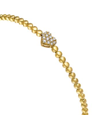Diamond Heart Beaded Bracelet in 14K Yellow Gold, 0.10 tcw