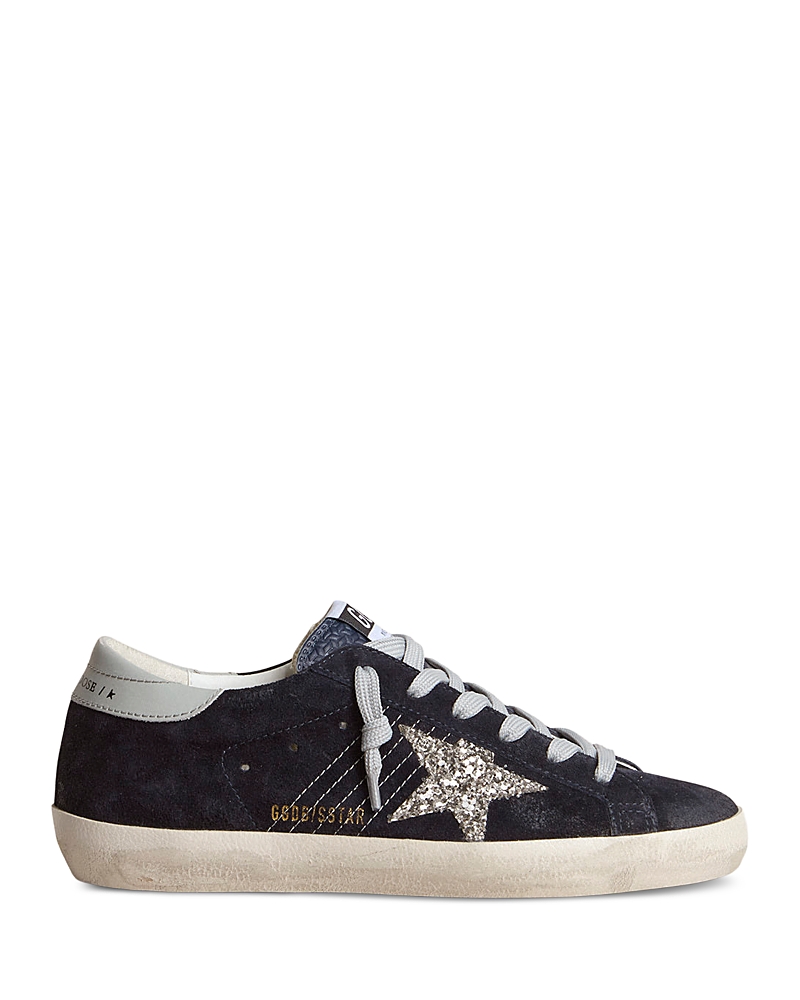 Golden Goose Super-star Glitter-detail Sneakers In Blue