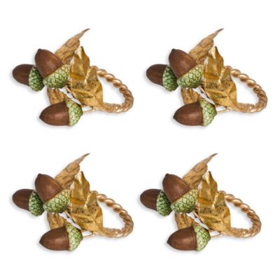 Forest Walk Acorn Napkin Rings, Set of 4