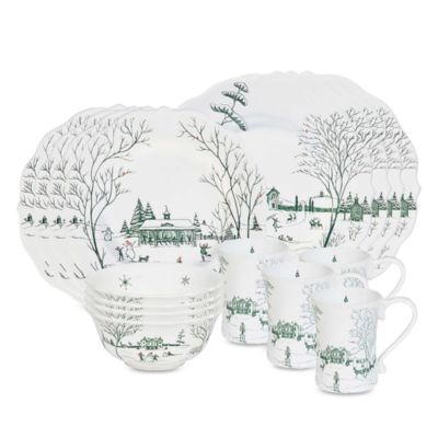 Country Estate Winter Frolic 16 Piece Place Setting - Evergreen