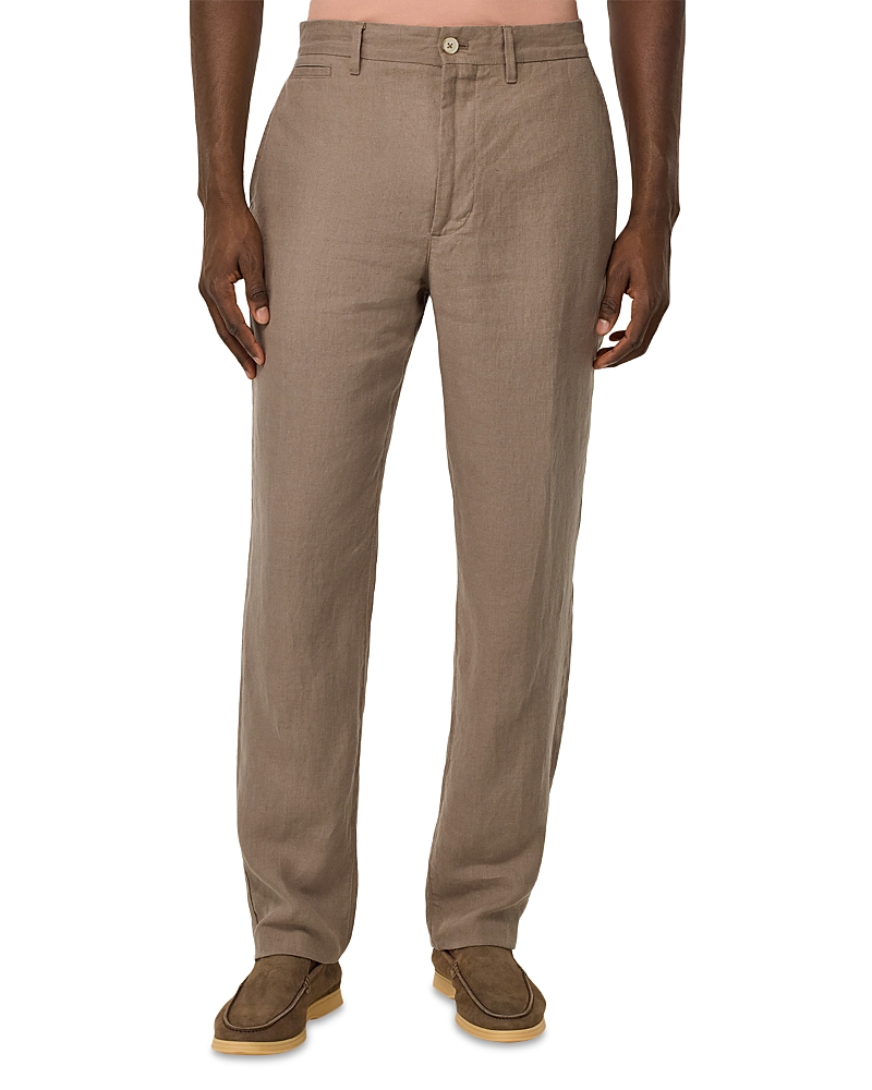 Boggi Milano Solid Linen Straight Fit Trousers