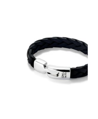 Leather Braided with Sterling Silver Plated Clasp Bracelet