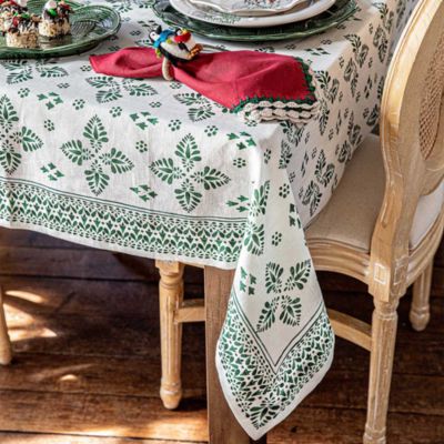 Iberian Border Tablecloth, Evergreen, 60" X 120" 