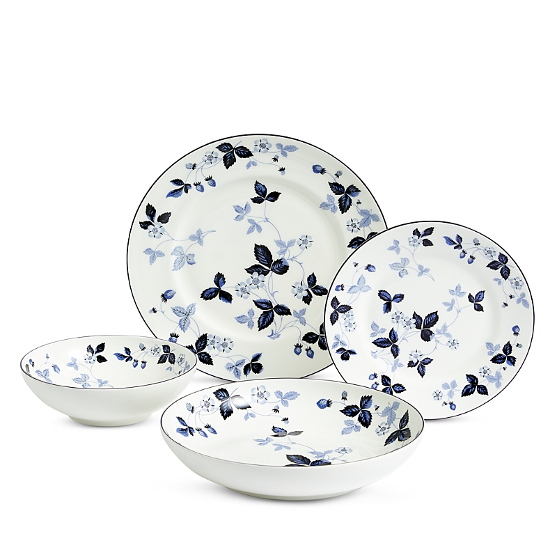 Wedgwood Wild Strawberry Inky Blue Dinnerware 4 Piece Plate Setting