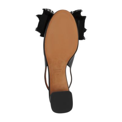 Women&#39;s Leather Heeled Slingback Ballerina