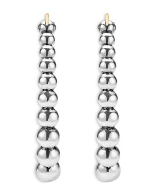 Sterling Silver Caviar Bubbly Beaded Hoop Earrings 