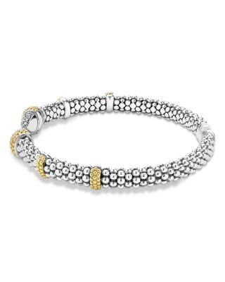 18K Yellow Gold & Sterling Silver Caviar Lux Diamond Beaded Cuff Bracelet