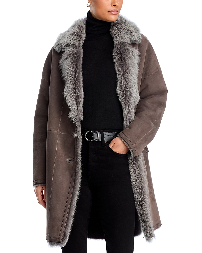 Hiso August Reversible Shearling Jacket In Brown