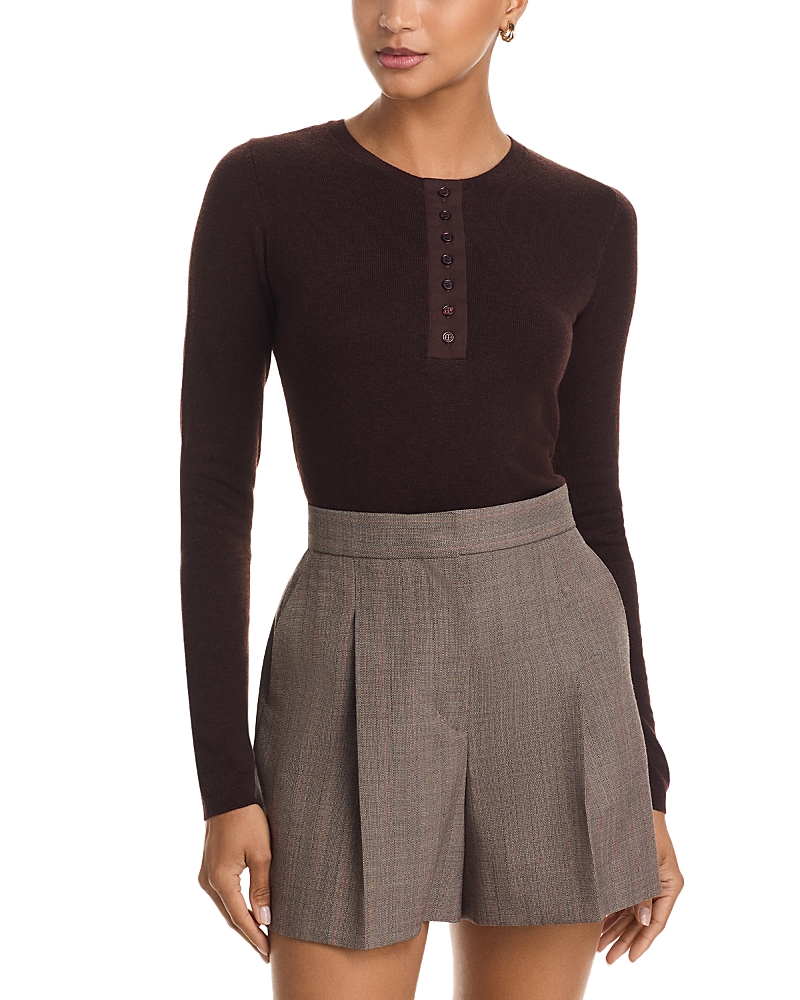 Wayf Rowan Henley Pullover In Brown