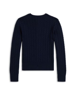 Girls' Polo Bear Mini Cable Cotton Cardigan - Big Kid