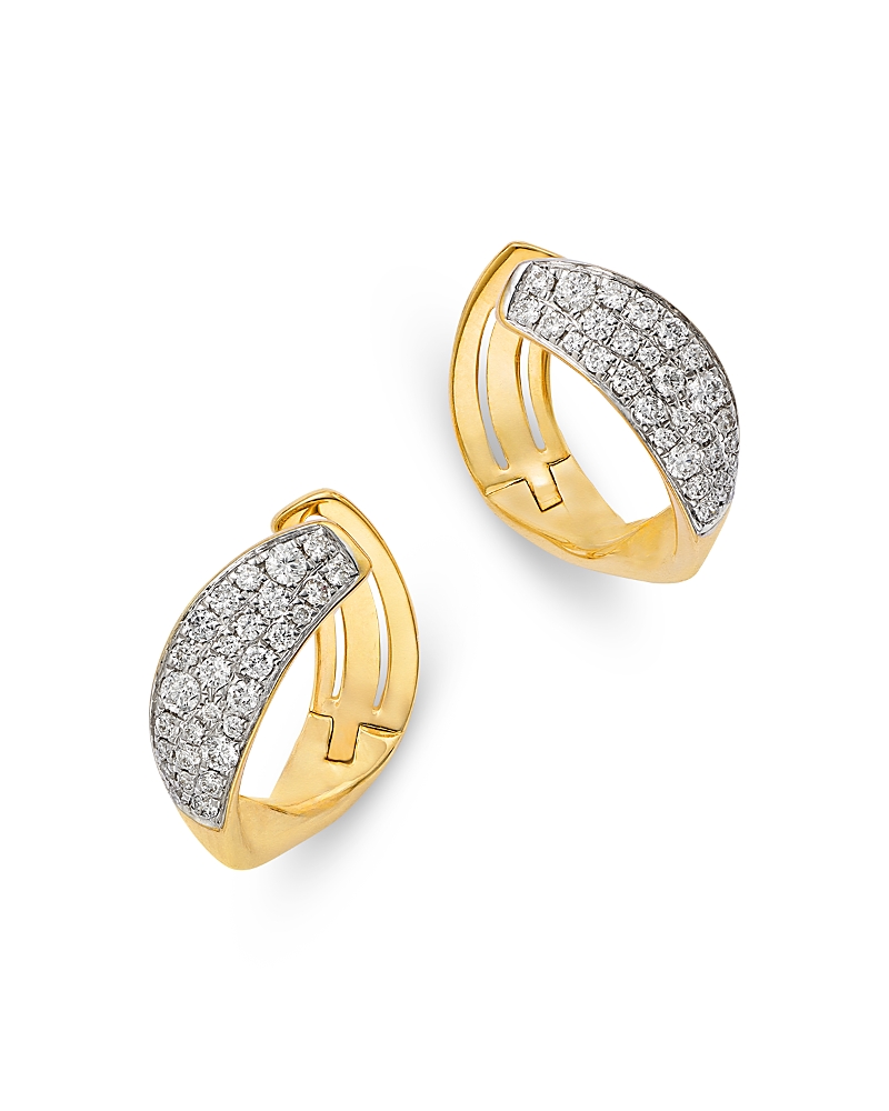 Bloomingdale's Fine Collection Diamond Huggie Hoop Earrings In 14k Yellow Gold, 0.35 Tcw In Gold