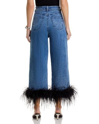 Feather Trim Jeans in Indigo - Exclusive